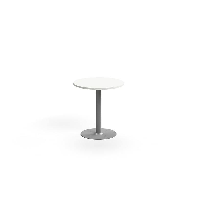 Levně Stůl ALVA, Ø700x720 mm, upevnitelný, vysokotlaký laminát, stříbrná/bílá