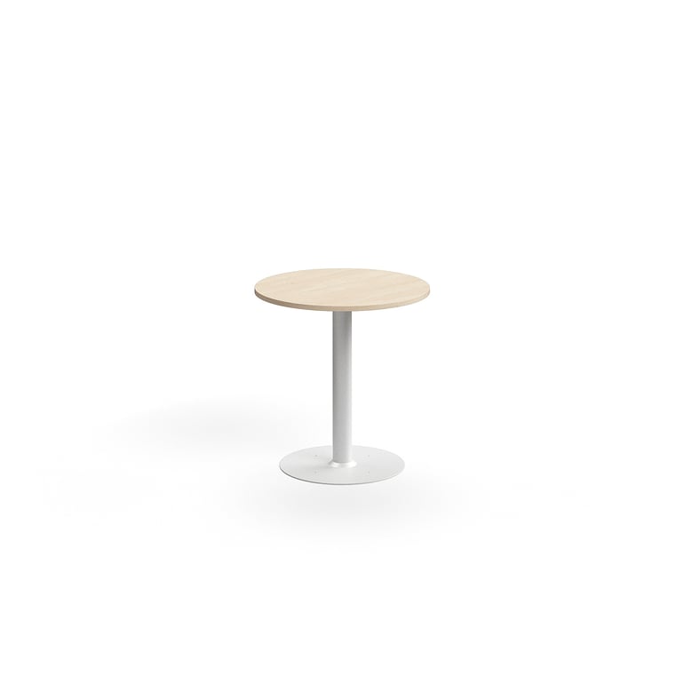 E-shop Stôl ALVA, Ø700x720 mm, s kotvením do zeme, HPL, biela/breza