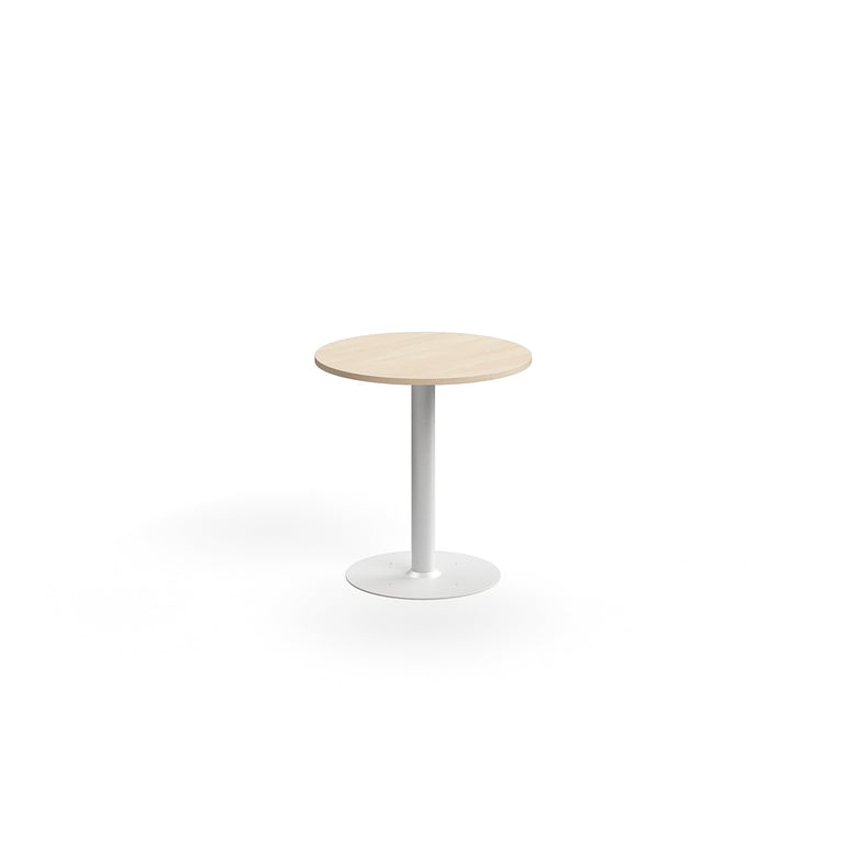 Levně Stůl ALVA, Ø700x720 mm, upevnitelný, vysokotlaký laminát, bílá/bříza