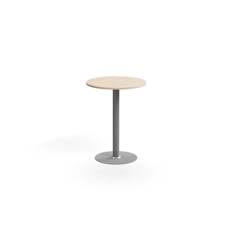 Barový stôl ALVA, Ø700x900 mm, s kotvením do zeme, HPL, strieborná/breza