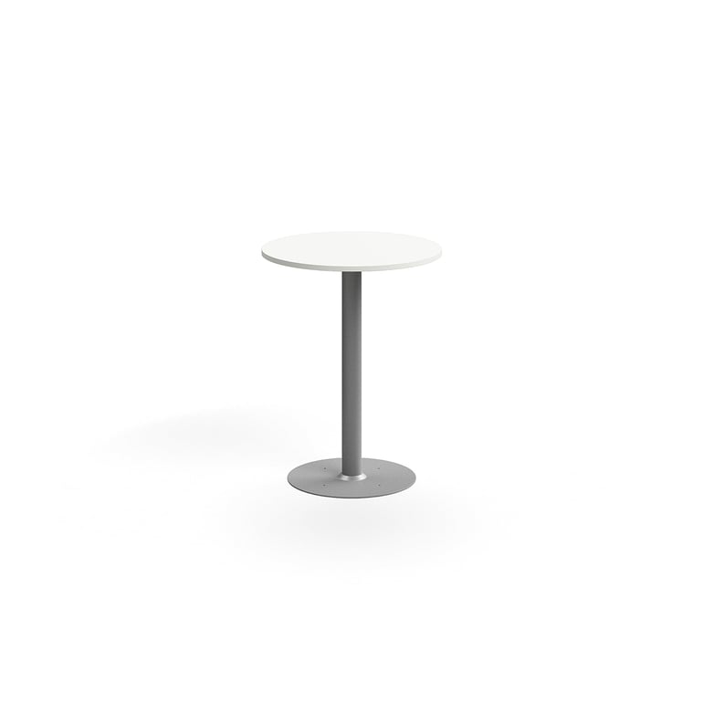 Barový stôl ALVA, Ø700x900 mm, s kotvením do zeme, HPL, strieborná/biela