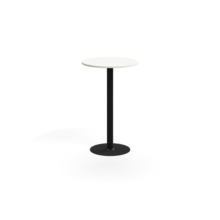 Barový stôl ALVA, Ø700x1100 mm, s kotvením do zeme, HPL, čierna/biela