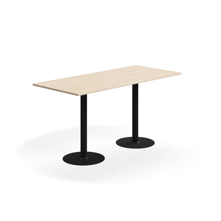Barový stôl ALVA, 1800x800x900 mm, s kotvením do zeme, HPL, čierna/breza