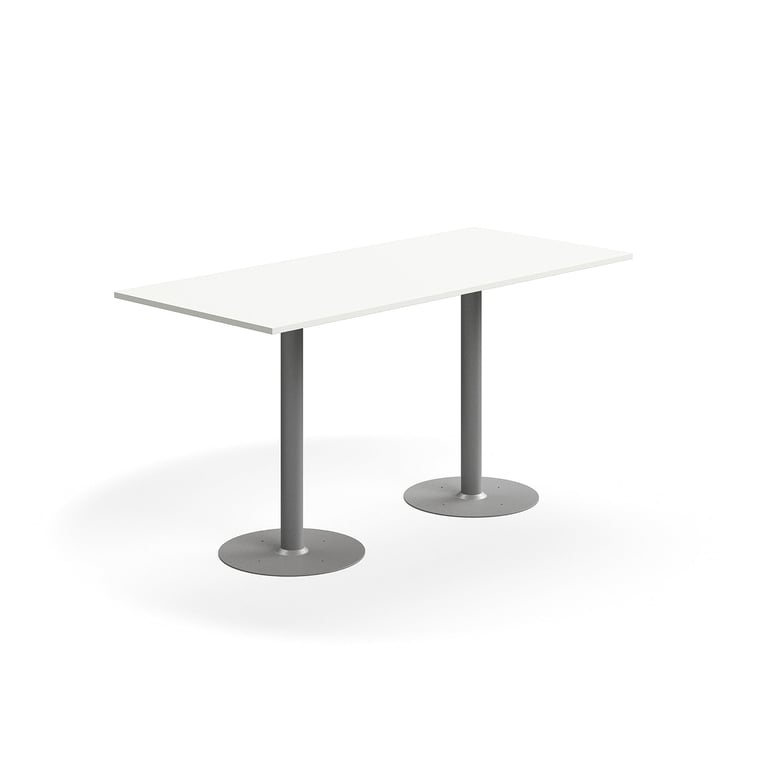 Levně Barový stůl ALVA, 1800x800x900 mm, upevnitelný, vysokotlaký laminát, stříbrná/bílá