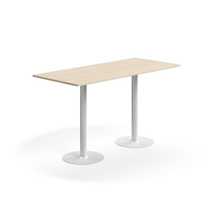 Barový stôl ALVA, 1800x800x1000 mm, s kotvením do zeme, HPL, biela/breza