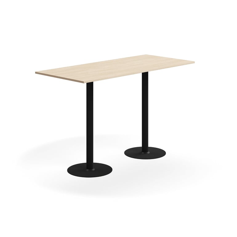 Barový stôl ALVA, 1800x800x1100 mm, s kotvením do zeme, HPL, čierna/breza