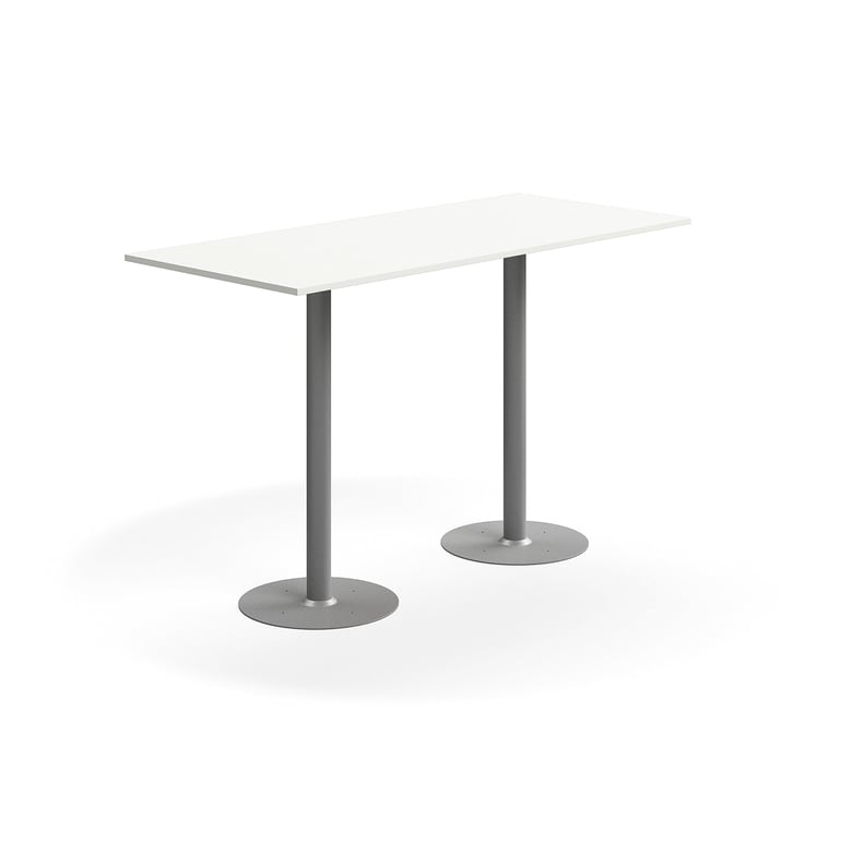 Levně Barový stůl ALVA, 1800x800x1100 mm, upevnitelný, vysokotlaký laminát, stříbrná/bílá