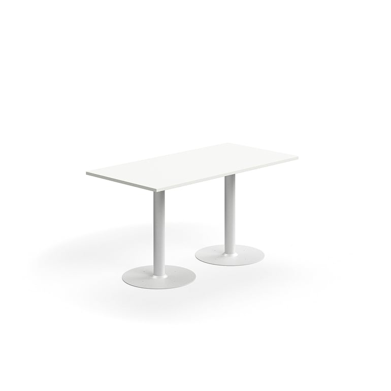 Stôl ALVA, 1400x700x720 mm, s kotvením do zeme, HPL, biela
