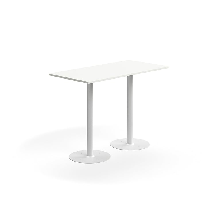 Barový stôl ALVA, 1400x700x1000 mm, s kotvením do zeme, HPL, biela