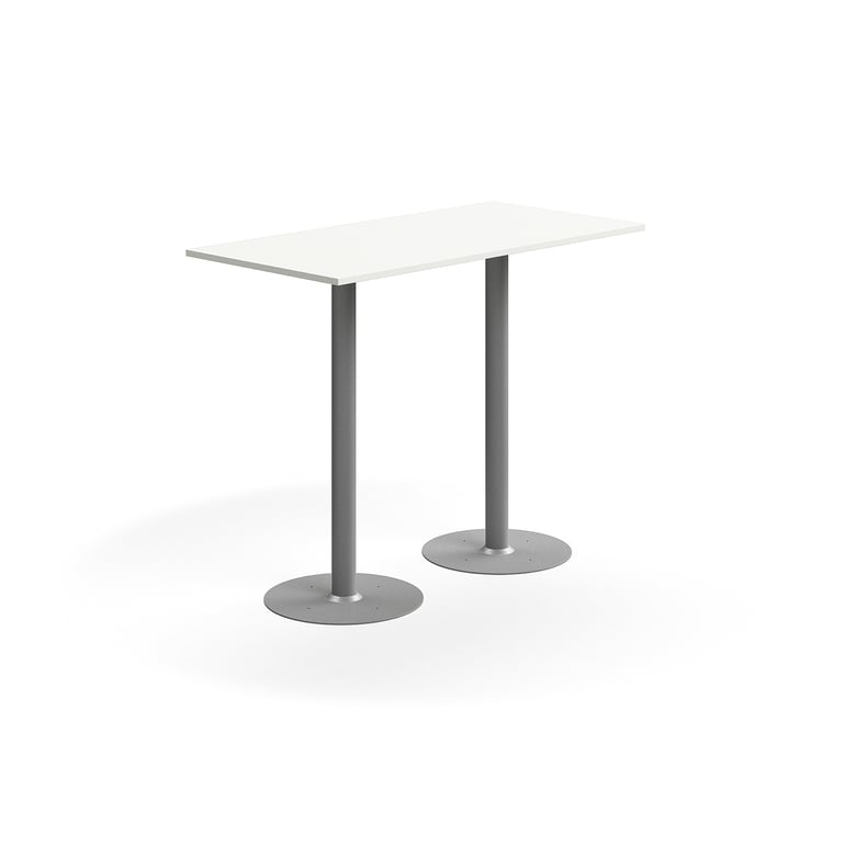 Fotografie produktu: Barový stůl ALVA, 1400x700x1000 mm, upevnitelný, vysokotlaký laminát, stříbrná/bílá