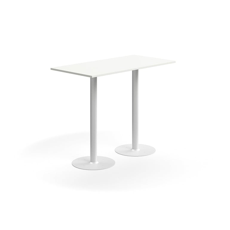 Barový stôl ALVA, 1400x700x1000 mm, s kotvením do zeme, HPL, biela