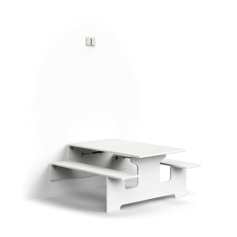 Nástenný skladací stôl LUCAS, 1200x1205x580 mm, laminát, biela/šedá