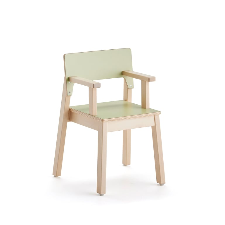 Detská stolička LOVE s opierkami rúk, V 350 mm, breza, laminát - zelená