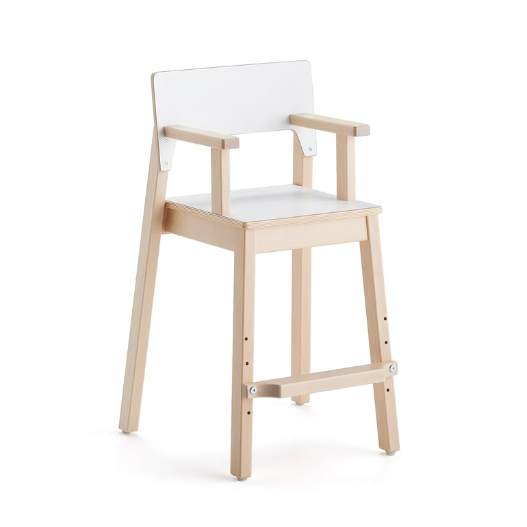 Detská stolička LOVE s opierkami rúk, V 500 mm, breza, laminát - biela
