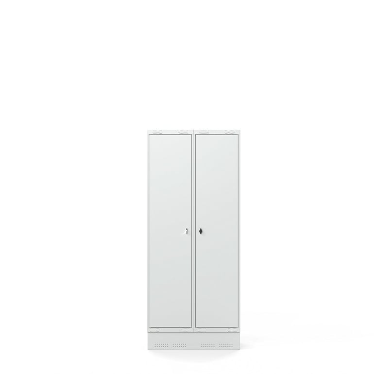 Clothes locker FORCE, 2 modules, skirting base, 1890x800x550 mm, grey ...