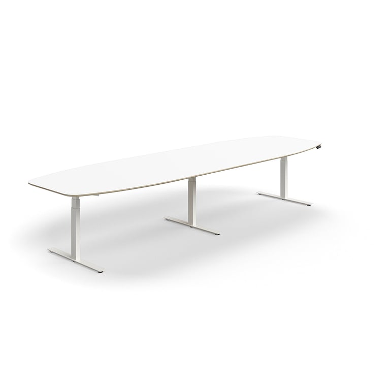 Výškovo nastaviteľný rokovací stôl NOVUS, 4000x1200 mm, biela