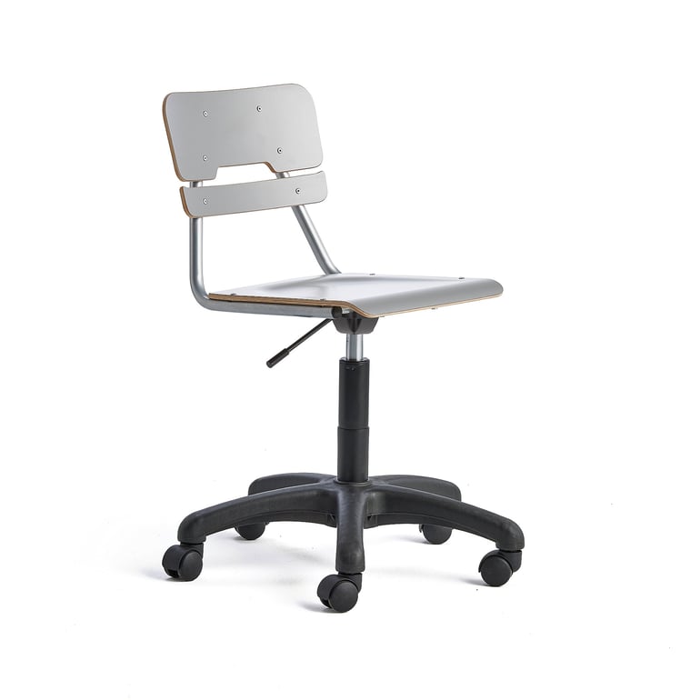 Stolička LEGERE výškovo nastaviteľná, malé sedadlo, s kolieskami, H 430-550 mm, šedá