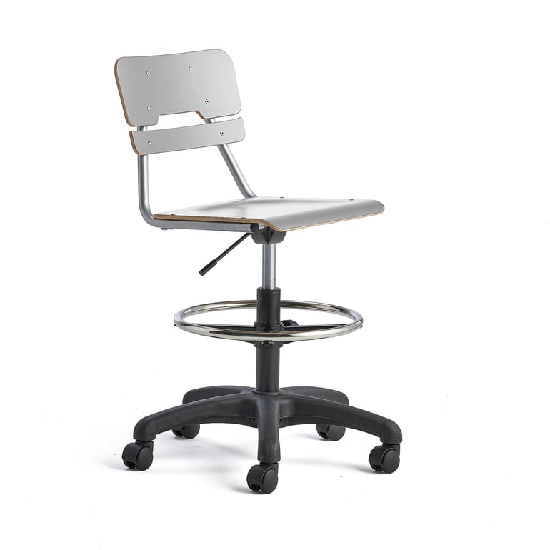Stolička LEGERE výškovo nastaviteľná, malé sedadlo, s kolieskami, H 530-720 mm, šedá