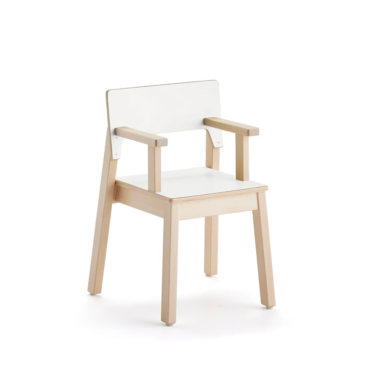 Detská stolička LOVE s opierkami rúk, V 350 mm, breza, laminát - biela