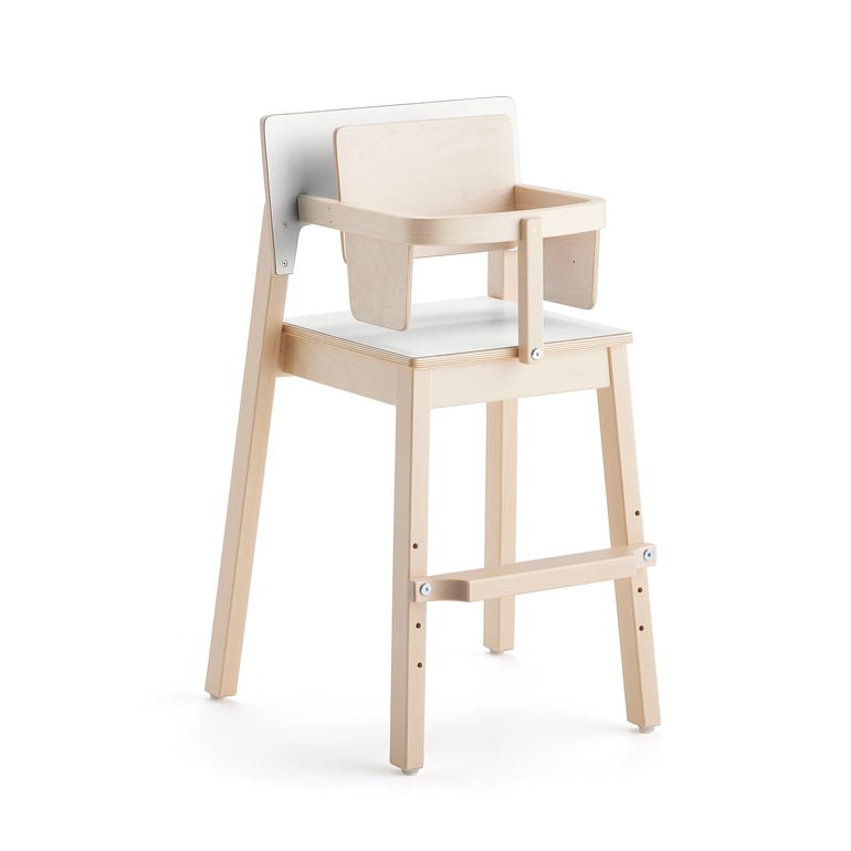 Detská jedálenská stolička LOVE, V 500 mm, breza, laminát - biela