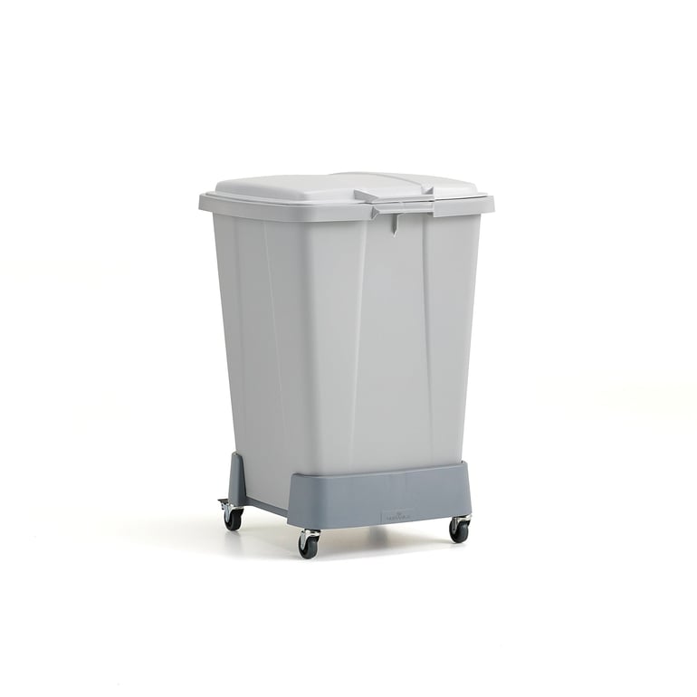 Levně Koš na tříděný odpad OLIVER, 90 l, šedé víko + vozík