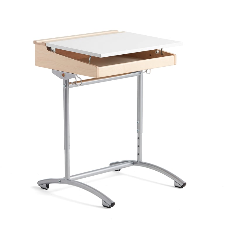 Fotografie produktu: Školní lavice ACCESS, 650x550 mm, nastavitelná výška, stříbrné nohy, akustický vysokotlaký laminát,