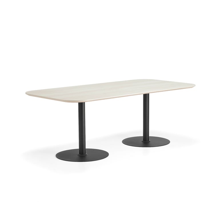 E-shop Stôl METRIC, zaoblené rohy, 2000x1000x720 mm, čierna/jaseň
