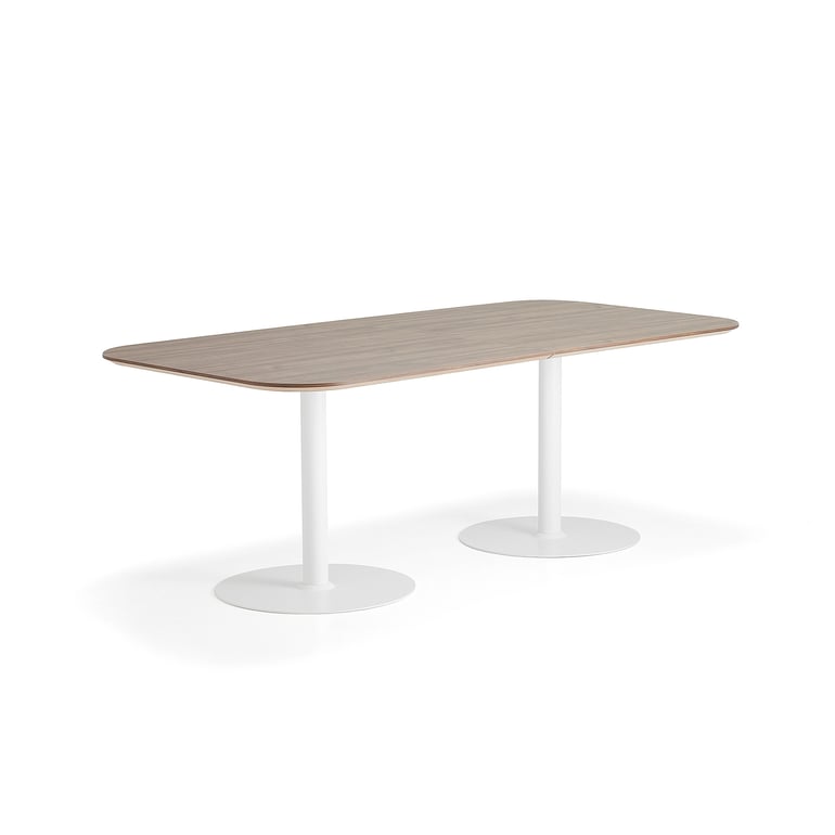 E-shop Stôl METRIC, zaoblené rohy, 2000x1000x720 mm, biela/orech