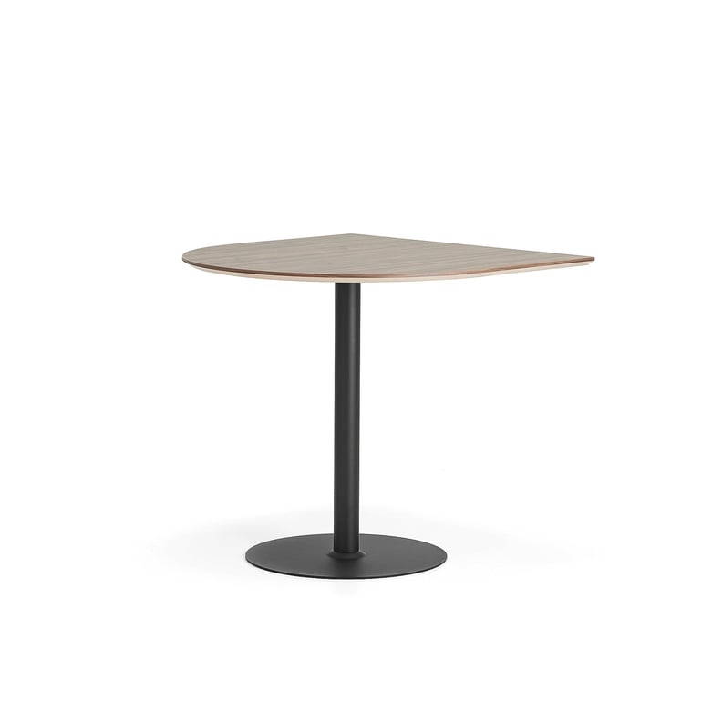 Barový stôl METRIC, polovičný ovál, 1000x1000x900 mm, čierna/orech
