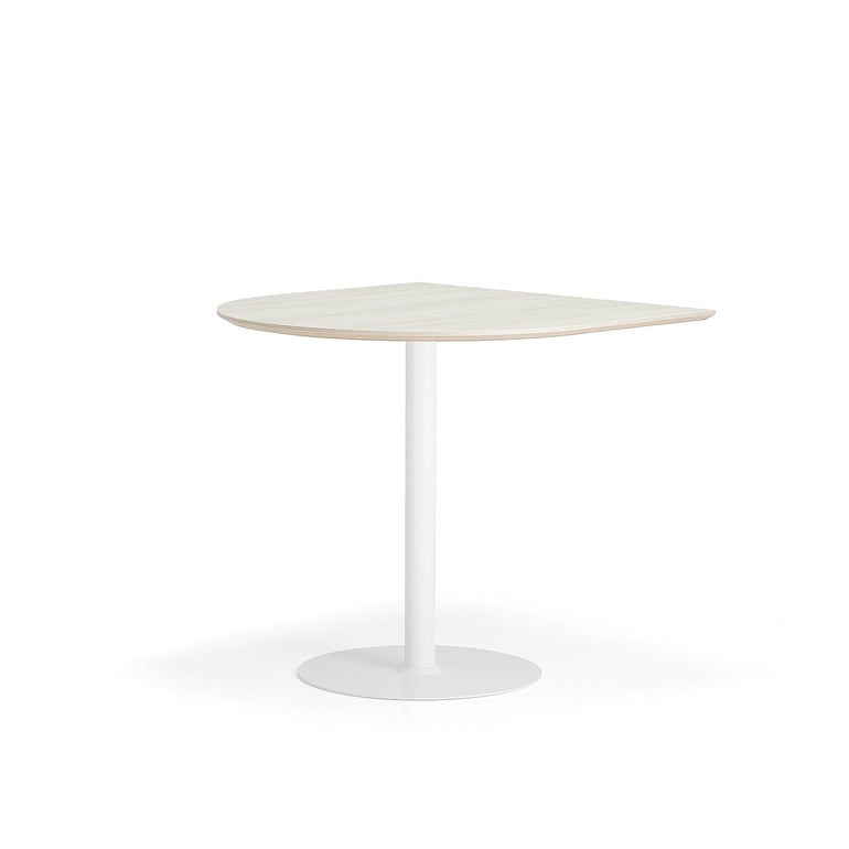 Barový stôl METRIC, polovičný ovál, 1000x1000x900 mm, biela/jaseň
