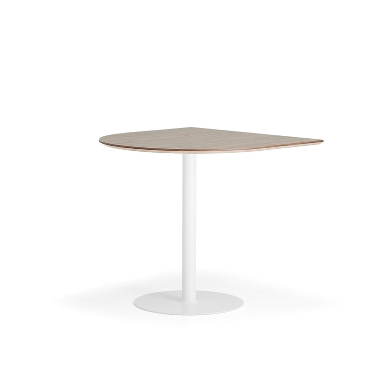 Barový stôl METRIC, polovičný ovál, 1000x1000x900 mm, biela/orech
