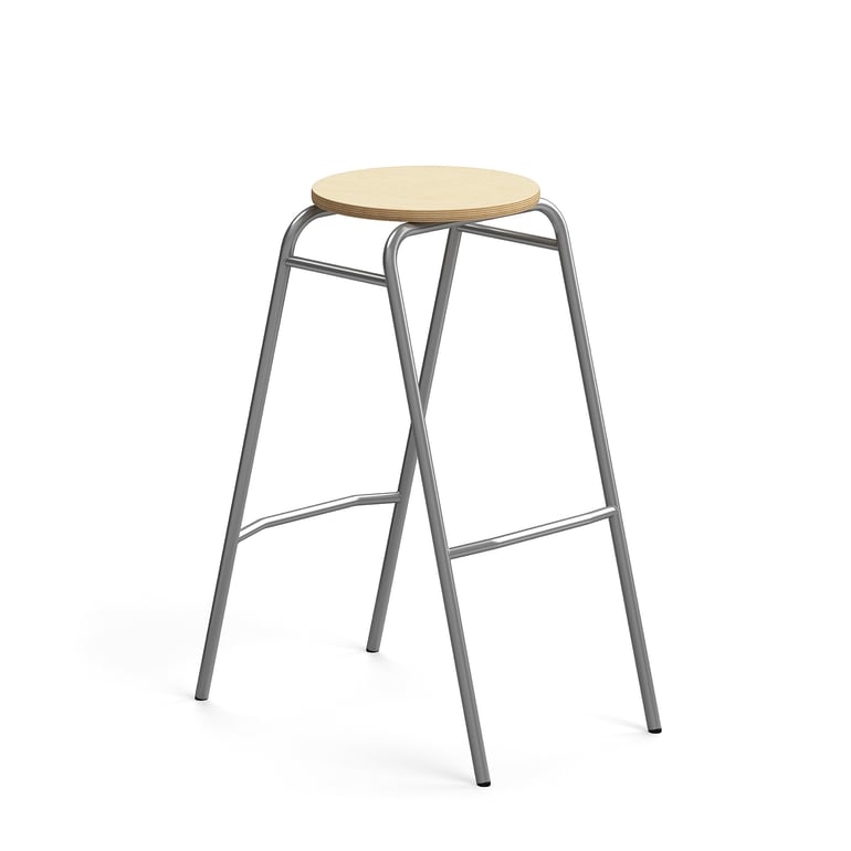 E-shop Barová stolička ALTUS, výška 790 mm, strieborná/breza