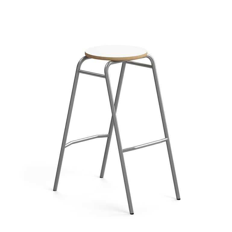 E-shop Barová stolička ALTUS, výška 790 mm, strieborná/biela