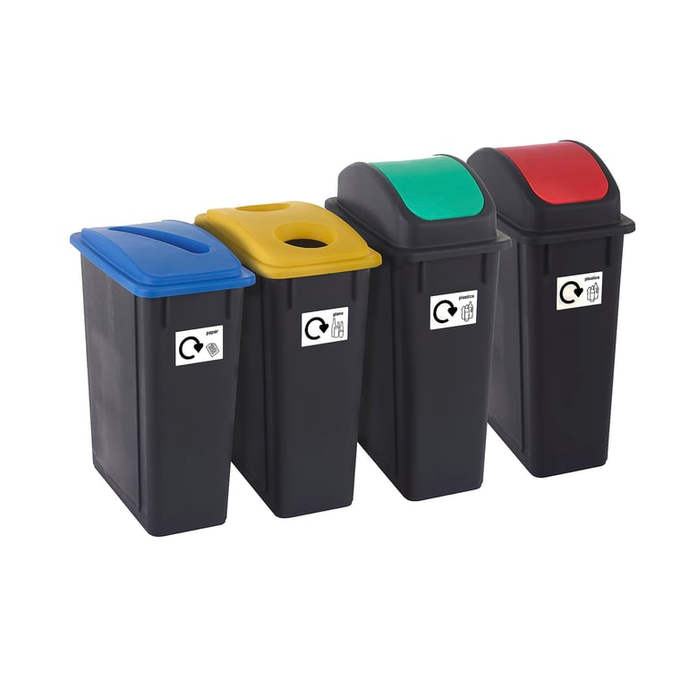 Slimline recycling set, 4 x 65 L recycling bins | AJ Products IE