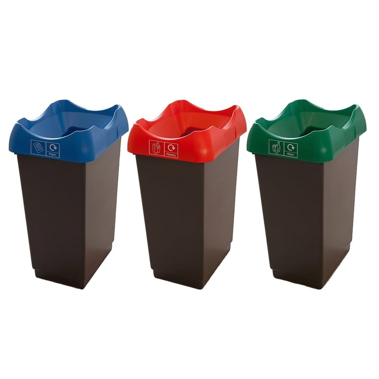 Recycling set TOM, 3 x 50 L bins with coloured lids | AJ Products IE