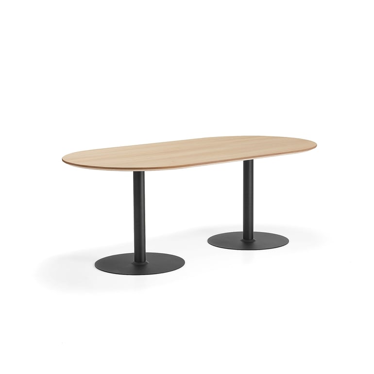 Levně Stůl METRIC, oválný, 2000x1000x720 mm, černá/dub