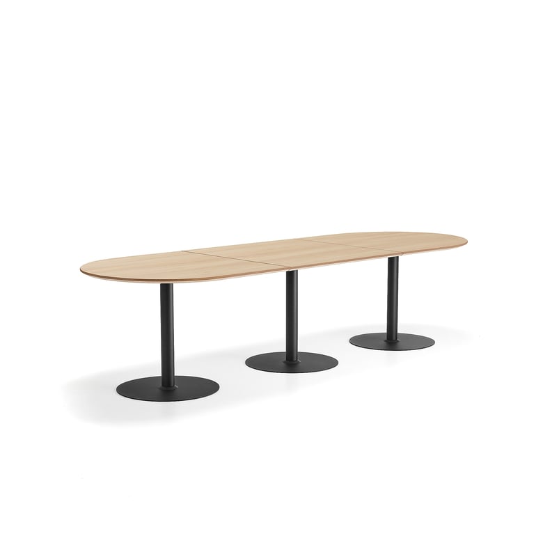 E-shop Stôl METRIC, ovál, 3000x1000x720 mm, čierna/dub