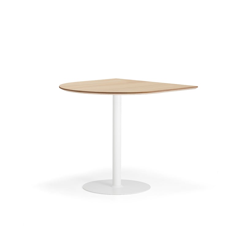 E-shop Barový stôl METRIC, polovičný ovál, 1000x1000x900 mm, biela/dub