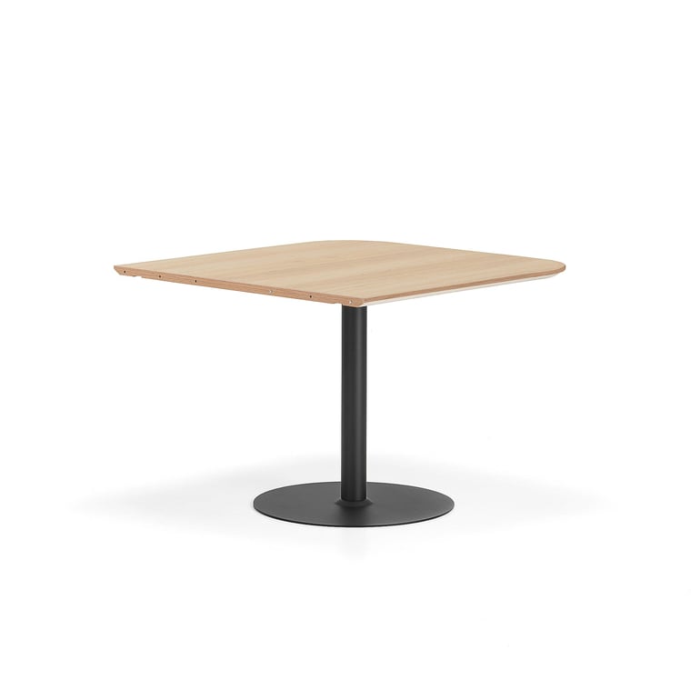 E-shop Stôl METRIC, zaoblené rohy, 1000x1000x720 mm, čierna/dub