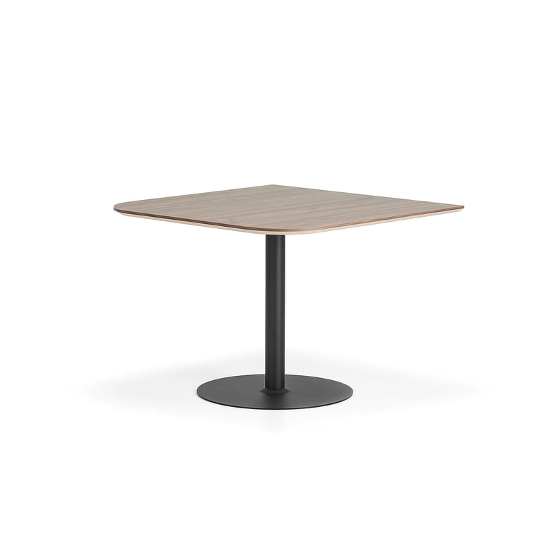 E-shop Stôl METRIC, zaoblené rohy, 1000x1000x720 mm, čierna/orech