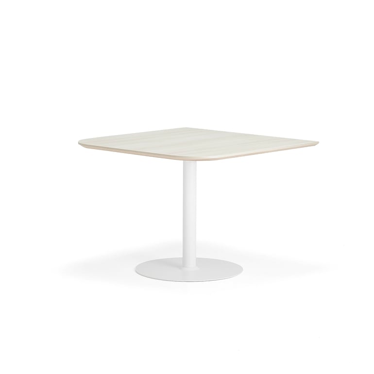 E-shop Stôl METRIC, zaoblené rohy, 1000x1000x720 mm, biela/jaseň