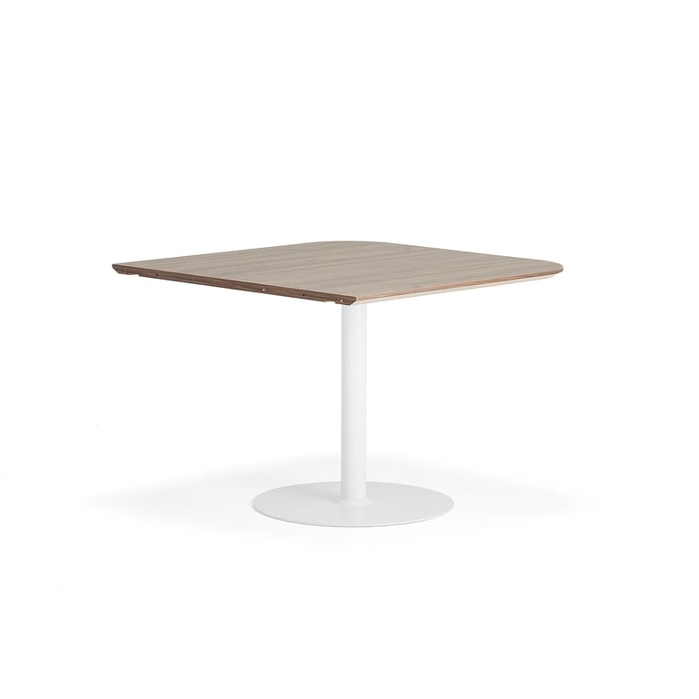 E-shop Stôl METRIC, zaoblené rohy, 1000x1000x720 mm, biela/orech