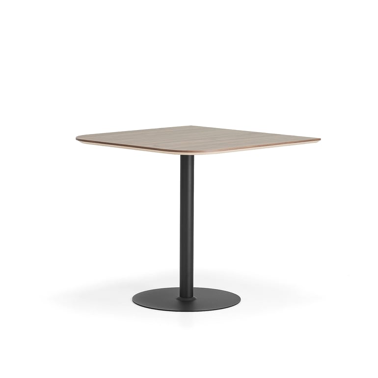 E-shop Barový stôl METRIC, zaoblené rohy, 1000x1000x900 mm, biela/dub