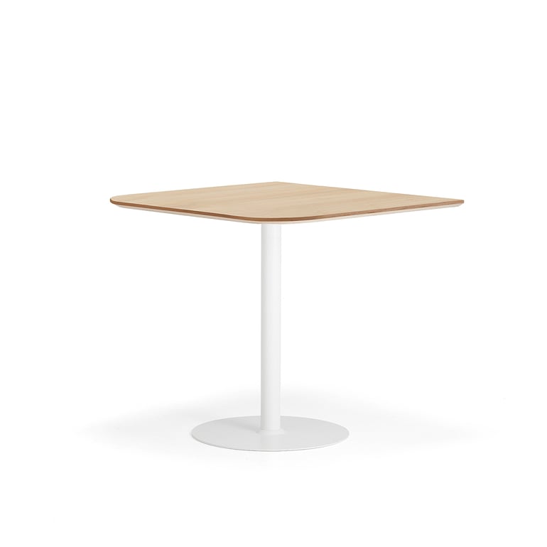 E-shop Barový stôl METRIC, zaoblené rohy, 1000x1000x900 mm, biela/jaseň