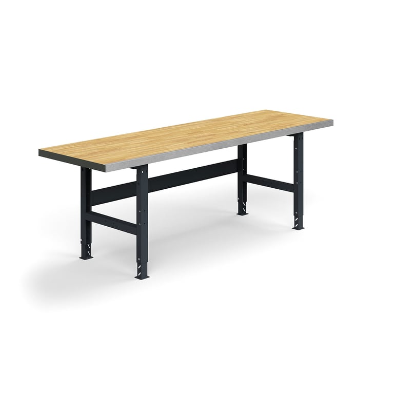 Levně Dílenský stůl TRUST, 2500x760mm, 600 kg, povrch z dubového dřeva