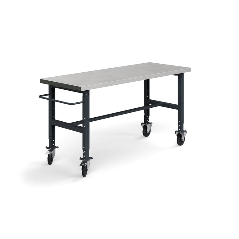 Fotografie produktu: Pojízdný dílenský stůl TRUST, 2000x760 mm, 200 kg, ocelový povrch