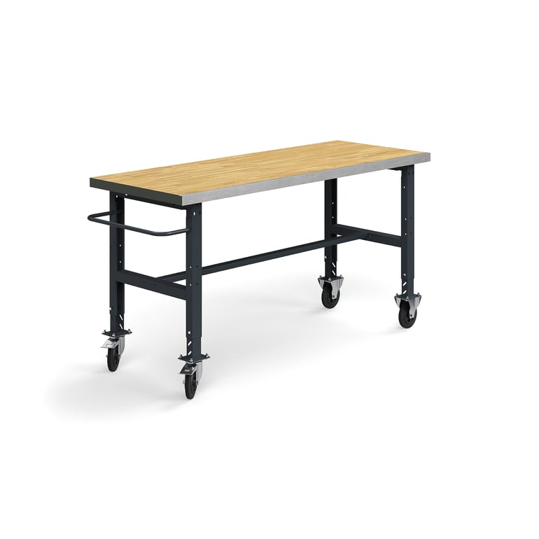 Fotografie produktu: Pojízdný dílenský stůl TRUST, 2000x760 mm, 200 kg, povrch z dubového dřeva