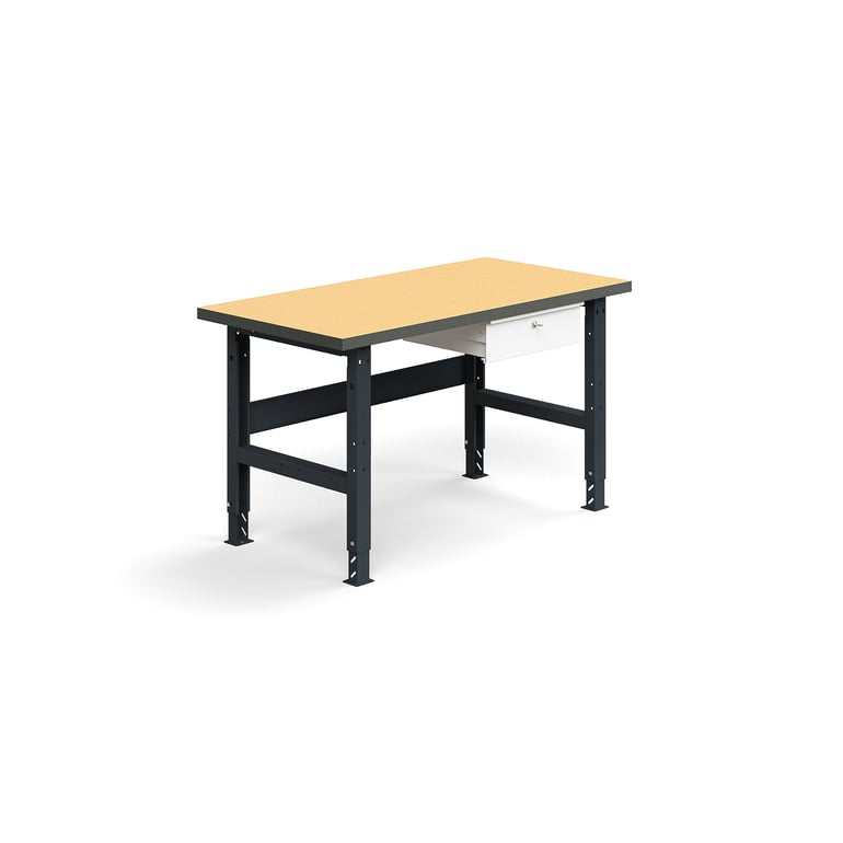 Levně Dílenský stůl TRUST, se zásuvkou, 1500x760mm, 300 kg, tvrzená deska