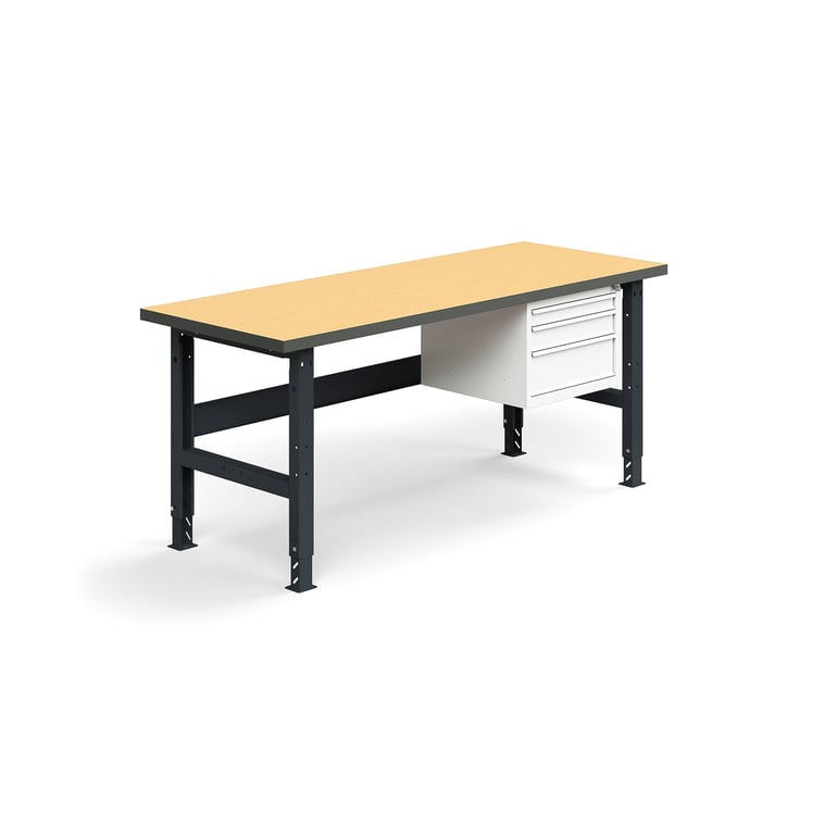E-shop Dielenský stôl TRUST, 3 zásuvky, 2000x760mm, 300 kg, tvrdená doska