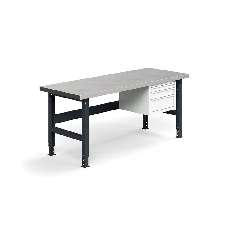 E-shop Dielenský stôl TRUST, 3 zásuvky, 2000x760mm, 600 kg, oceľový povrch